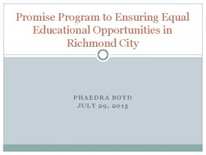 Promise Program to Ensuring Equal Educational Opportunities in