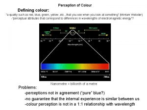 Perception of Colour Defining colour a quality such
