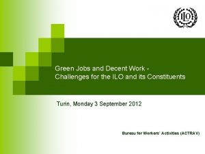 Green Jobs and Decent Work Challenges for the