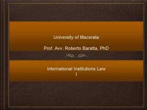 University of Macerata Prof Avv Roberto Baratta Ph