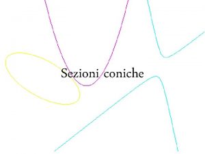 Sezioni coniche Le sezioni coniche pi semplicemente note