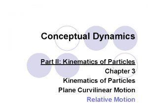 Conceptual Dynamics Part II Kinematics of Particles Chapter