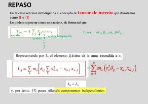 REPASO En la clase anterior introdujimos el concepto