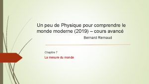 Un peu de Physique pour comprendre le monde