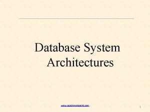 Database System Architectures www assignmentpoint com 1 Database