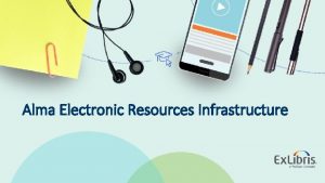 Alma Electronic Resources Infrastructure 2020 Ex Libris Confidential
