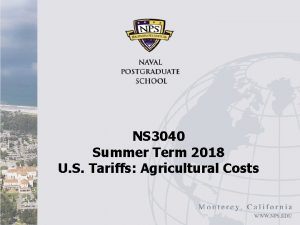 NS 3040 Summer Term 2018 U S Tariffs