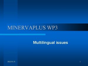 MINERVAPLUS WP 3 Multilingual issues 2022 01 15