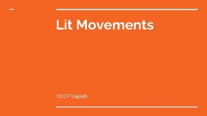 Lit Movements 10 CP English Native American Lit