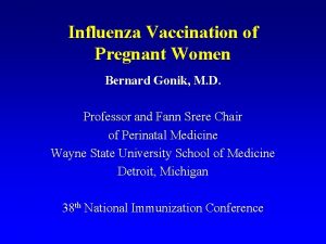 Influenza Vaccination of Pregnant Women Bernard Gonik M