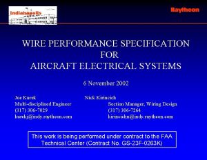 Indianapolis WIRE PERFORMANCE SPECIFICATION FOR AIRCRAFT ELECTRICAL SYSTEMS