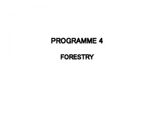 PROGRAMME 4 FORESTRY BROAD BASED BLACK ECONOMIC EMPOWERMENT