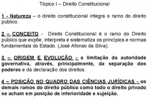 Tpico I Direito Constitucional 1 Natureza o direito