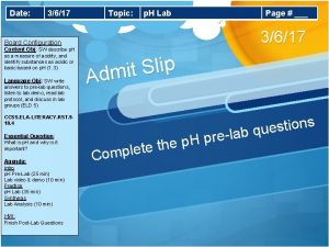 Date 3617 Topic p H Lab Page 3617