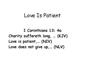 Love Is Patient I Corinthians 13 4 a