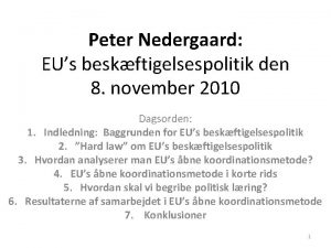 Peter Nedergaard EUs beskftigelsespolitik den 8 november 2010