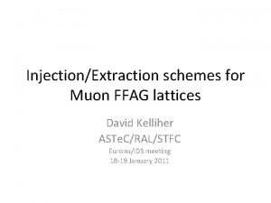 InjectionExtraction schemes for Muon FFAG lattices David Kelliher