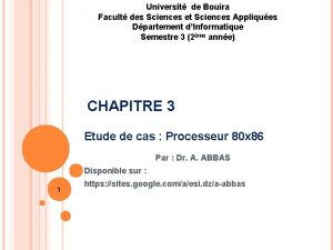 Universit de Bouira Facult des Sciences et Sciences