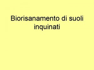 Biorisanamento di suoli inquinati Definizione di Sito inquinato