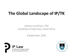 The Global Landscape of IPTK Johanna von Braun