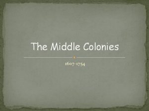 The Middle Colonies 1607 1754 New York Charles