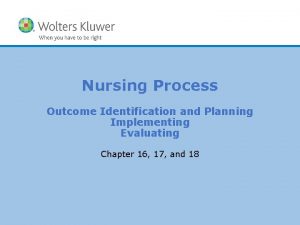 Nursing Process Outcome Identification and Planning Implementing Evaluating