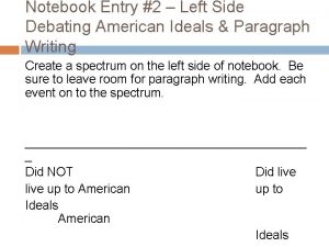 Notebook Entry 2 Left Side Debating American Ideals