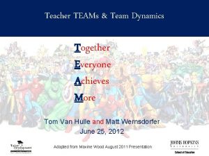 Teacher TEAMs Team Dynamics Together Everyone Achieves More