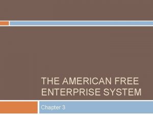 THE AMERICAN FREE ENTERPRISE SYSTEM Chapter 3 What