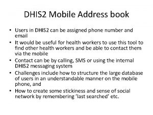 DHIS 2 Mobile Address book Users in DHIS
