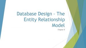 Database Design The Entity Relationship Model Chapter 8