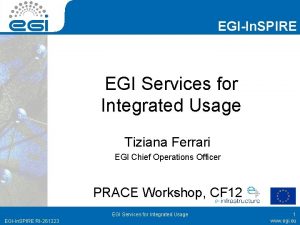 EGIIn SPIRE EGI Services for Integrated Usage Tiziana