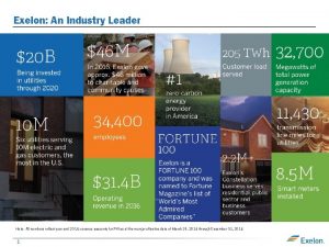 Exelon An Industry Leader Note All numbers reflect