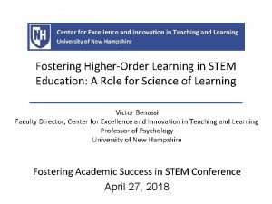 Fostering HigherOrder Learning in STEM Education A Role
