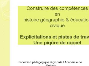 Construire des comptences en histoire gographie ducation civique