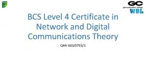 BCS Level 4 Certificate in Network and Digital