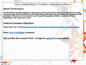 Year 4 Spring Block 3 Fractions Equivalent Fractions