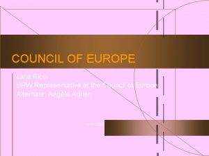 COUNCIL OF EUROPE Livia Ricci BPW Representative at