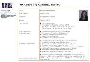 HR Consulting Coaching Training Consultant Profile Maria Gabriella