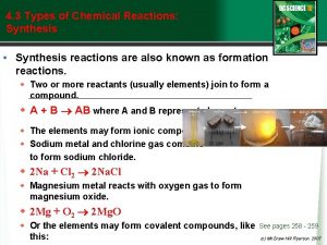 4 3 Types of Chemical Reactions Synthesis Synthesis