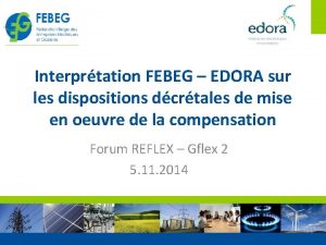 Interprtation FEBEG EDORA sur les dispositions dcrtales de