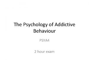 The Psychology of Addictive Behaviour PSYA 4 2