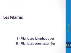 Dr Alain KABAN 2016 Les Filaires I Filarioses