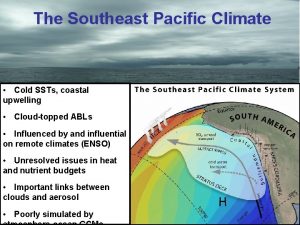 The Southeast Pacific Climate Cold SSTs coastal upwelling