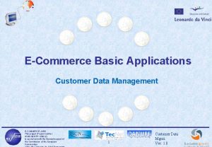 ECommerce Basic Applications Customer Data Management ECOMMERCE JOBS