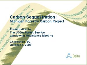 Carbon Sequestration Michigan Forestry Carbon Project Presentation to