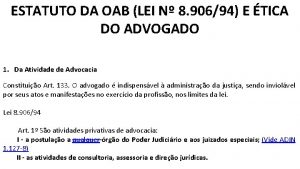 ESTATUTO DA OAB LEI N 8 90694 E