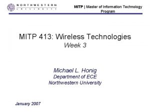 MITP Master of Information Technology Program MITP 413