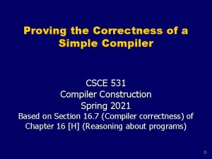 Proving the Correctness of a Simple Compiler CSCE