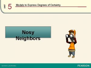 UNIT 5 Modals to Express Degrees of Certainty